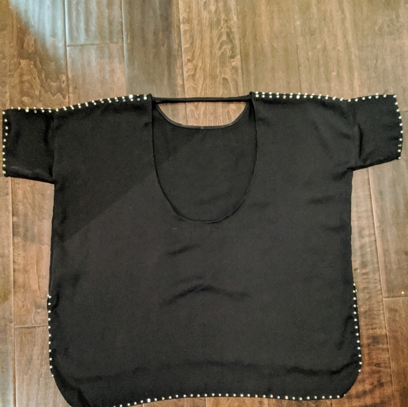 Black Studded Cutout Blouse - Picture 2 of 7